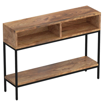 Ojas Narrow Console Table – Rustic Mango Wood & Black Metal Frame