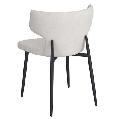 Olis Dining Chairs – Beige Fabric Upholstery with Black Metal Legs - Set of 2