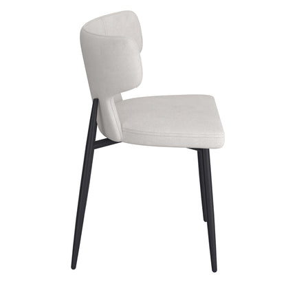Olis Dining Chairs – Beige Fabric Upholstery with Black Metal Legs - Set of 2