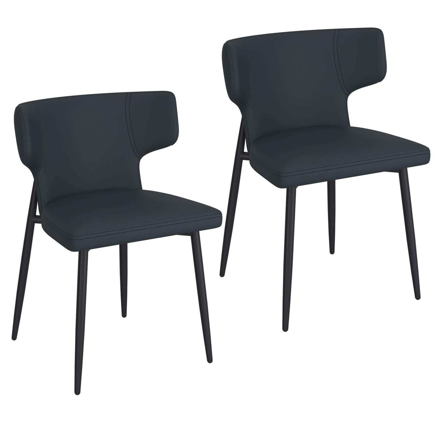 Olis Faux Leather Dining Chairs – Modern Wingback Side Chairs - Set of 2