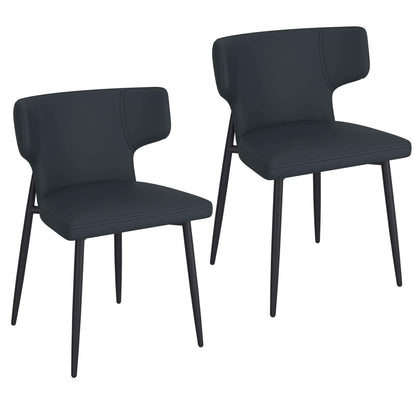 Olis Faux Leather Dining Chairs – Modern Wingback Side Chairs - Set of 2