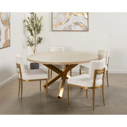 Oliver Ivory Upholstered Dining Chair with Gold Metal Frame