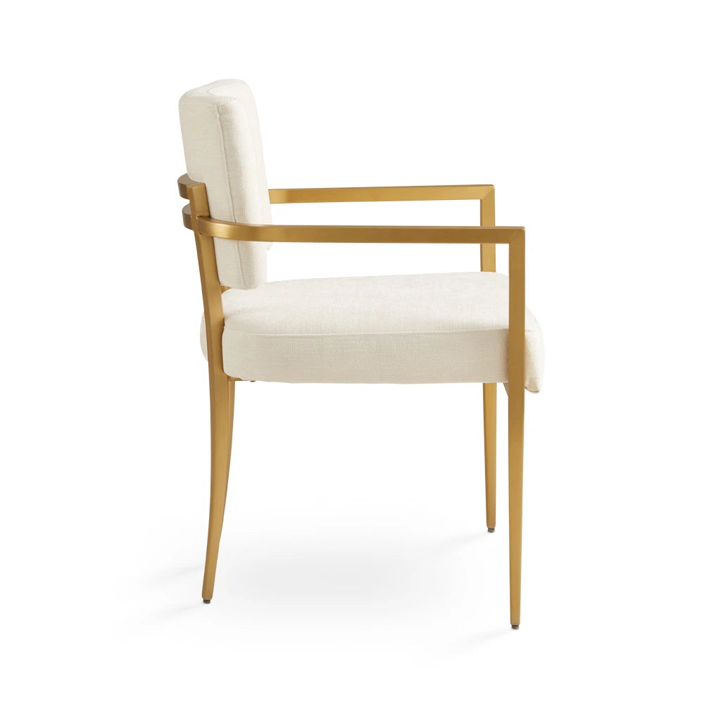 Oliver Modern Dining Chair with Arms – Ivory & Gold Luxe Design