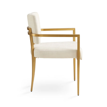 Oliver Modern Dining Chair with Arms – Ivory & Gold Luxe Design