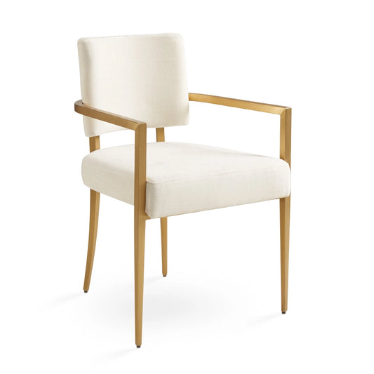 Oliver Modern Dining Chair with Arms – Ivory & Gold Luxe Design