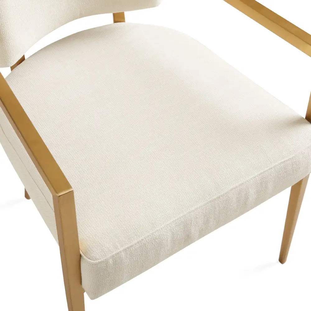 Oliver Modern Dining Chair with Arms – Ivory & Gold Luxe Design