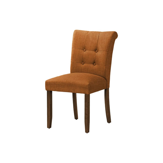 Orange Upholstered Dining Chairs – Linen-Look Fabric Chairs - Set of 2
