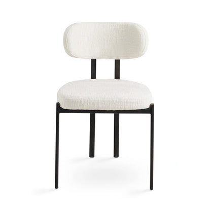 Otis Modern Cream Fabric Dining Chair with Black Metal Legs