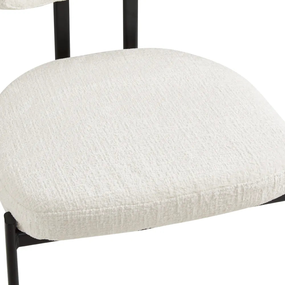 Otis Modern Cream Fabric Dining Chair with Black Metal Legs