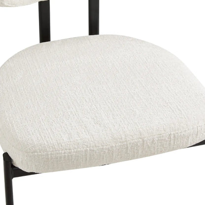 Otis Modern Cream Fabric Dining Chair with Black Metal Legs