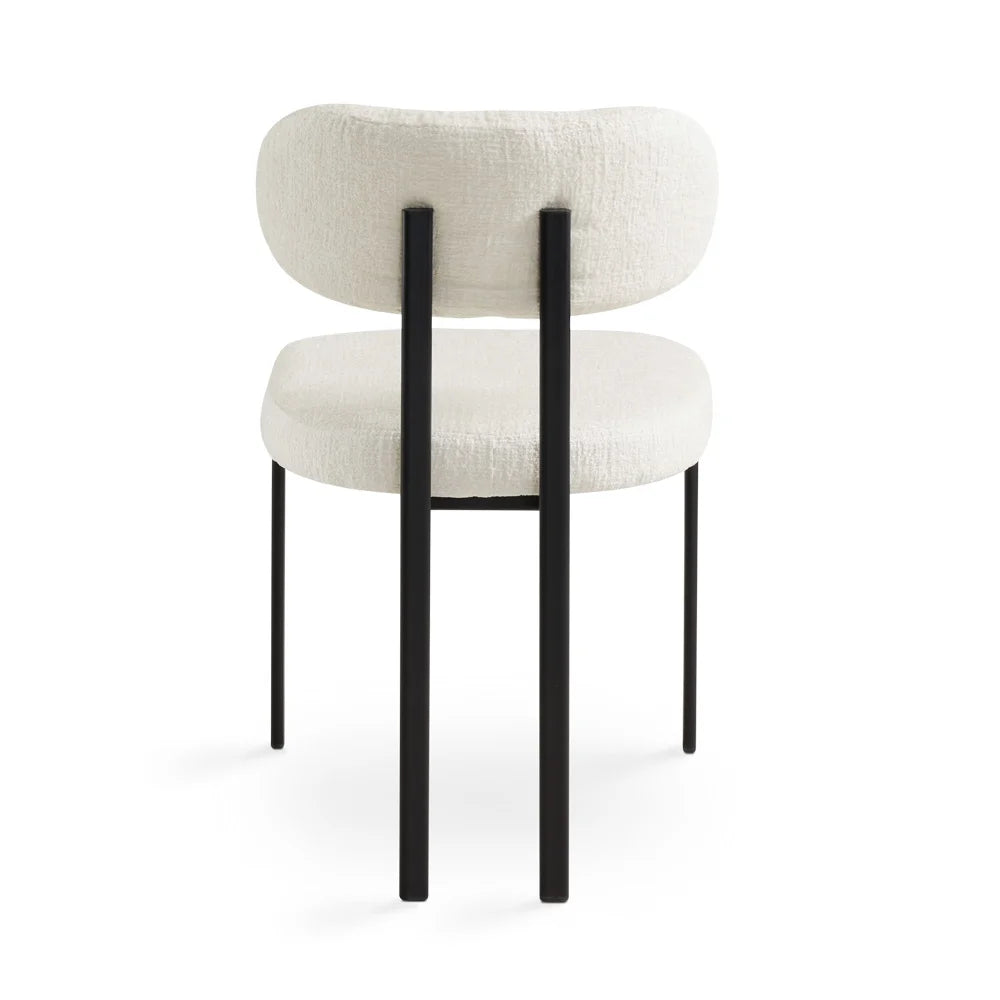Otis Modern Cream Fabric Dining Chair with Black Metal Legs