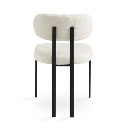 Otis Modern Cream Fabric Dining Chair with Black Metal Legs