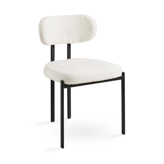 Otis Modern Cream Fabric Dining Chair with Black Metal Legs