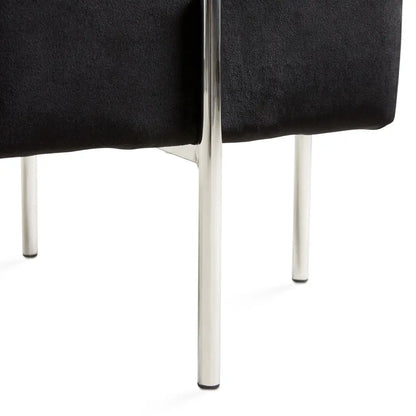 Black Velvet Ottoman with Stainless Steel Base