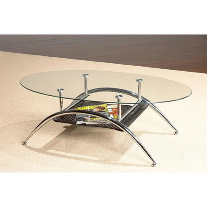 Glass top coffee table with metal legs 