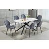 Oval shape marble Dining table set with six grey chairs