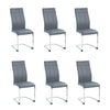 Set of six grey dining chairs with metal legs 
