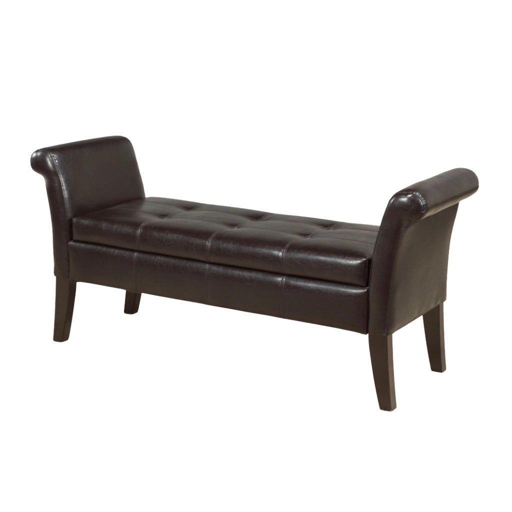 Espresso leather bench 