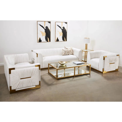 Vanilla Fabric Loveseat with Gold Frame – Paloma Contessa Sofa