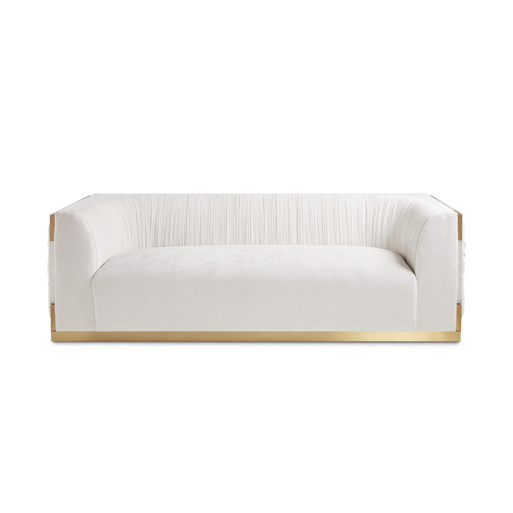 Paloma Modern Gold Frame Sofa with  Vanilla Upholstery 