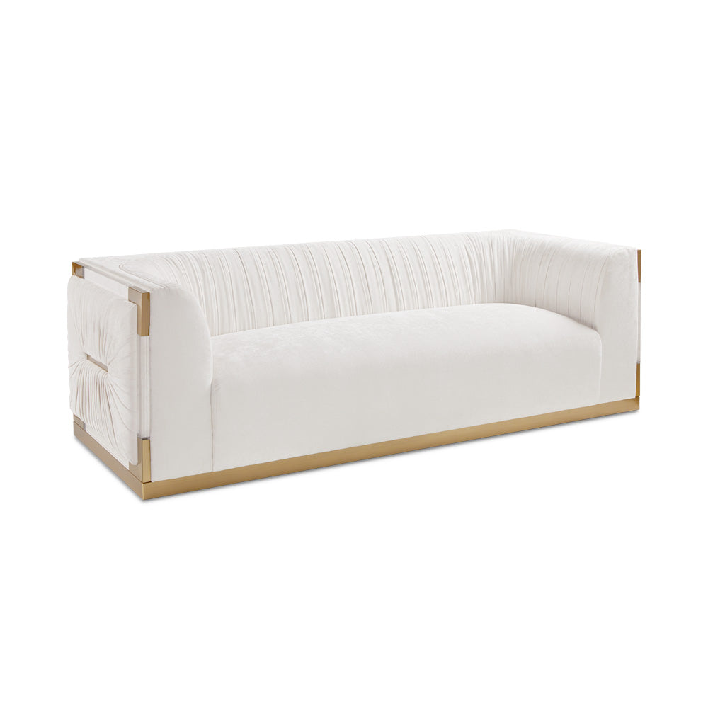 Paloma Modern Gold Frame Sofa – Luxurious Contessa Vanilla Upholstery