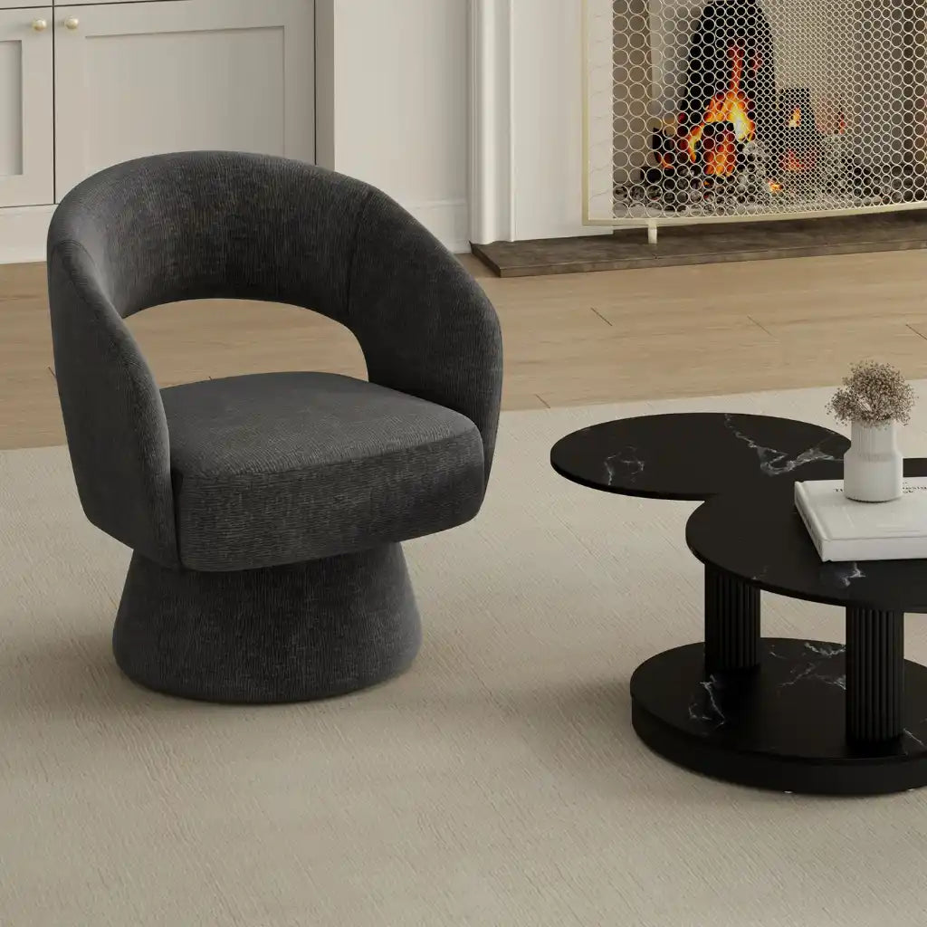 Santo Oversized Swivel Accent Chair with Textured  Upholstery