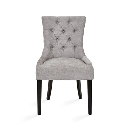 Petra Linen Dining Chair in Platinum – Tufted Back, Nailhead Trim