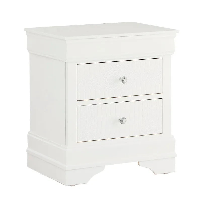 White nightstand with two drawers