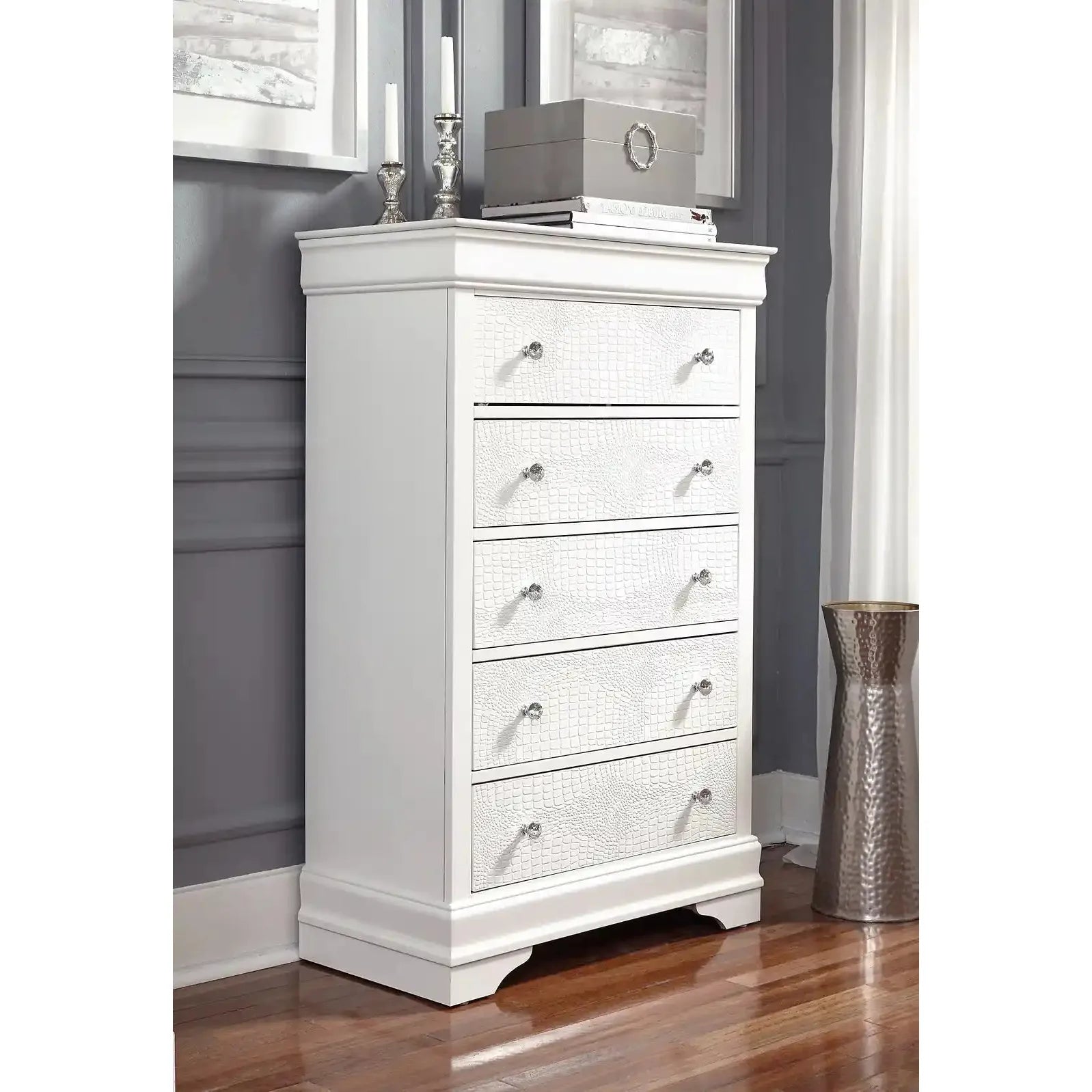  Pompei white 5-Drawer Chest of Drawers