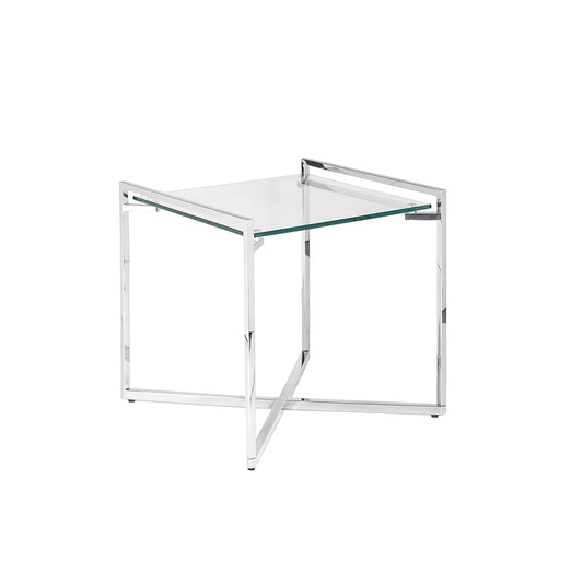 Porto End Table with Tempered Glass Top & Stainless Steel Frame