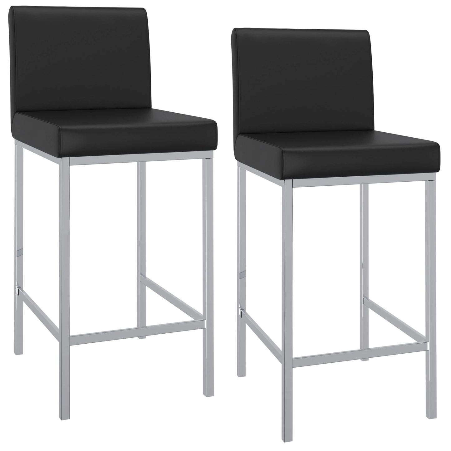 Porto Modern Counter Stools with Faux Leather and Chrome Base - 2PC