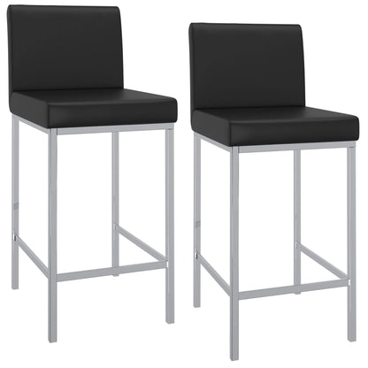 Porto Modern Counter Stools with Faux Leather and Chrome Base - 2PC