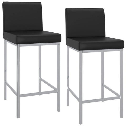 Porto Modern Counter Stools with Faux Leather and Chrome Base - 2PC