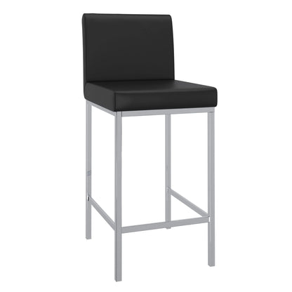 Porto Modern Counter Stools with Faux Leather and Chrome Base - 2PC