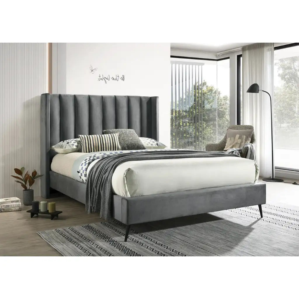  Queen Bed with Tufted Wingback 