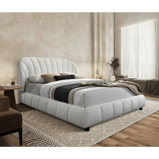 Queen Platform Bed with Tufted Headboard