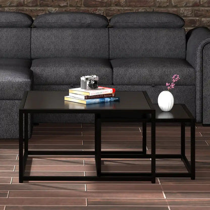 Quinn 2 pc Nesting Coffee Table Set in Black