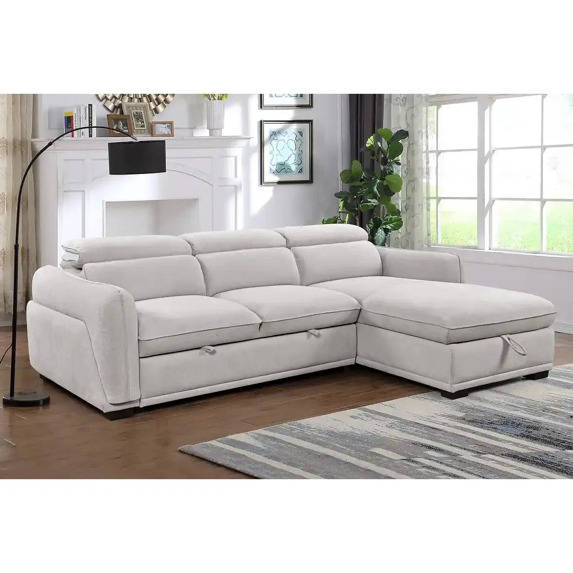 RHF Gray sectional sofa in a living room 