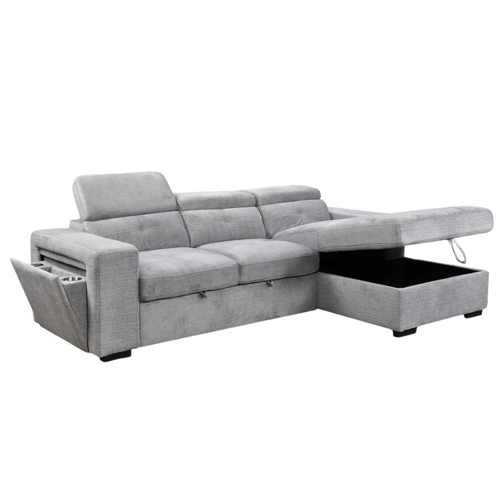 Right Facing Gray sectional sofa with storage drawers For sale in Montreal