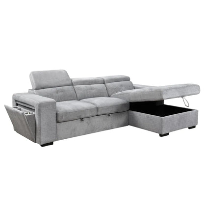 Right Facing Gray sectional sofa with storage drawers For sale in Montreal