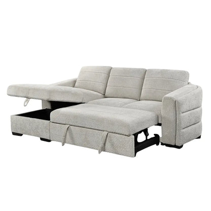 Gray sectional sofa with storage drawers for living room