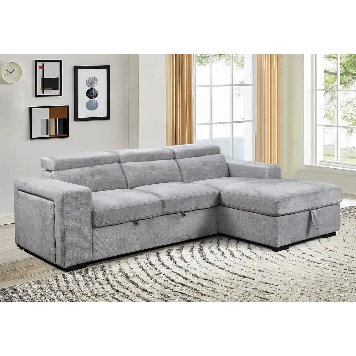 Right facing Gray sectional sofa for modern  living room 