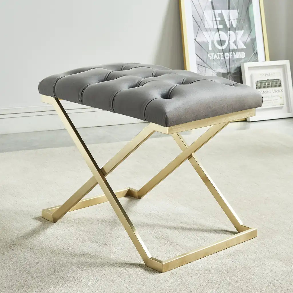 Rada Velvet Vanity Bench with Gold Legs