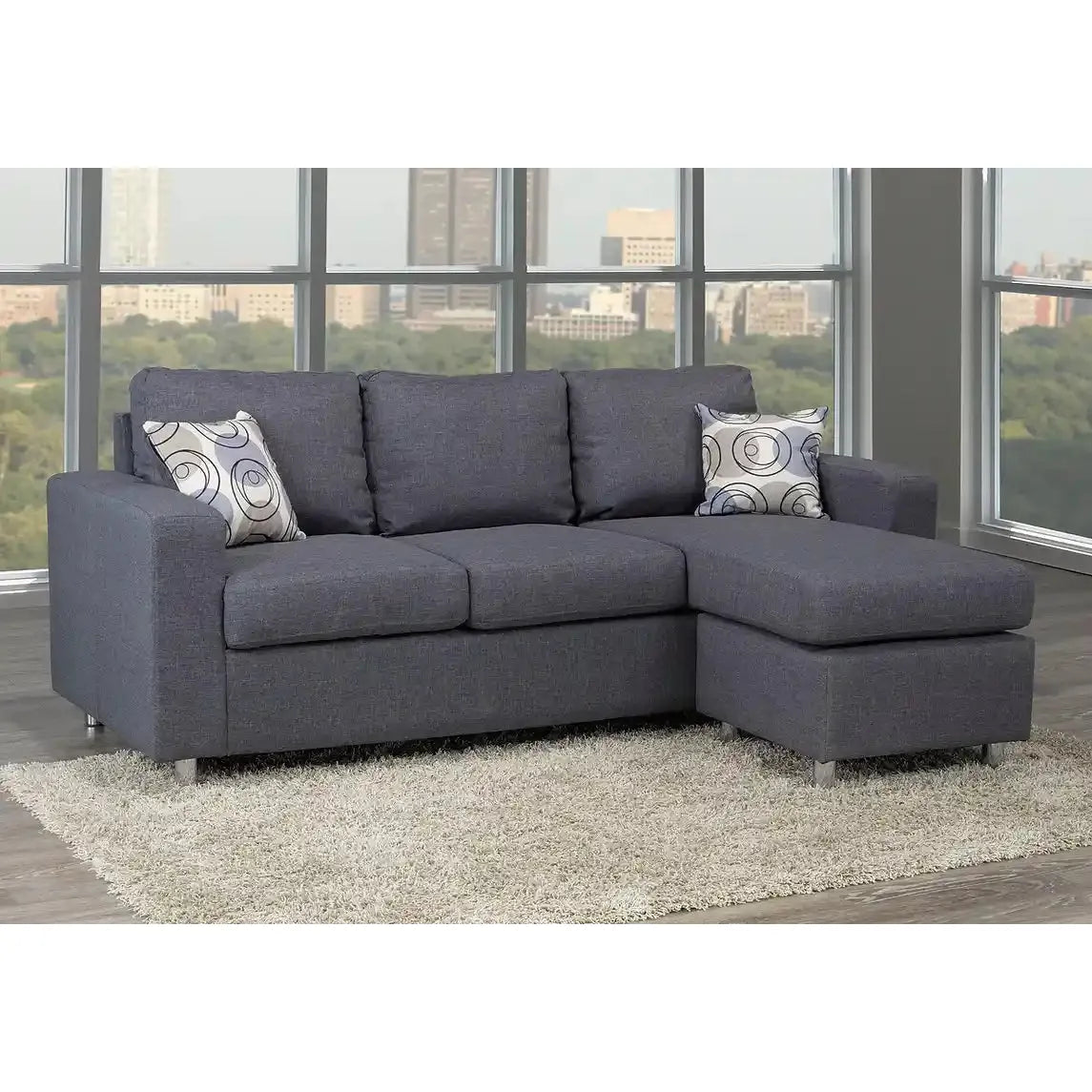 Reversible Sectional Sofa in Grey Fabric