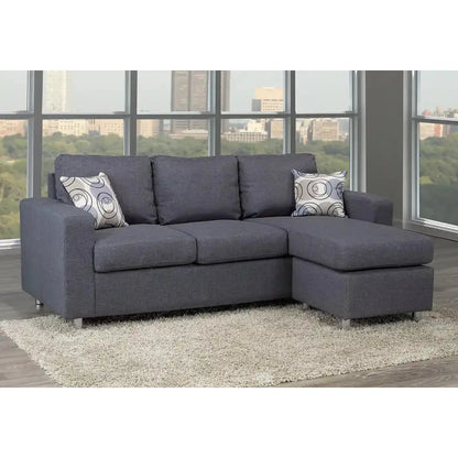Reversible Sectional Sofa in Grey Fabric