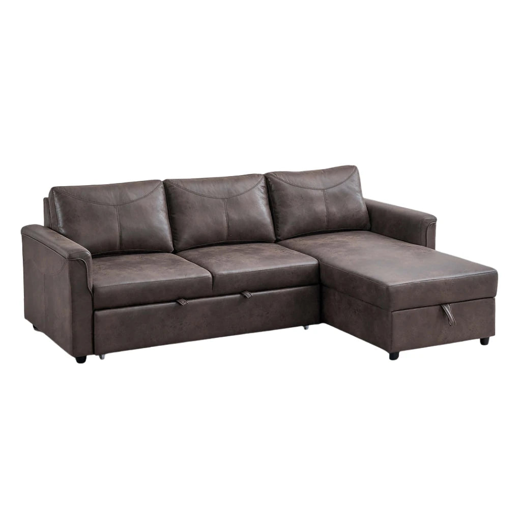 Right-Facing Brown sectional sofa bed