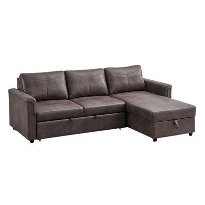 Right-Facing Brown sectional sofa bed