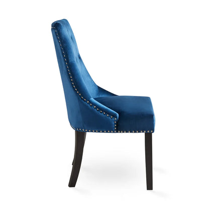 Rimzy Blue Velvet Dining Chair – Tufted Back & Nailhead Trim
