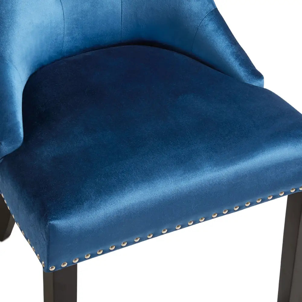 Rimzy Blue Velvet Dining Chair – Tufted Back & Nailhead Trim