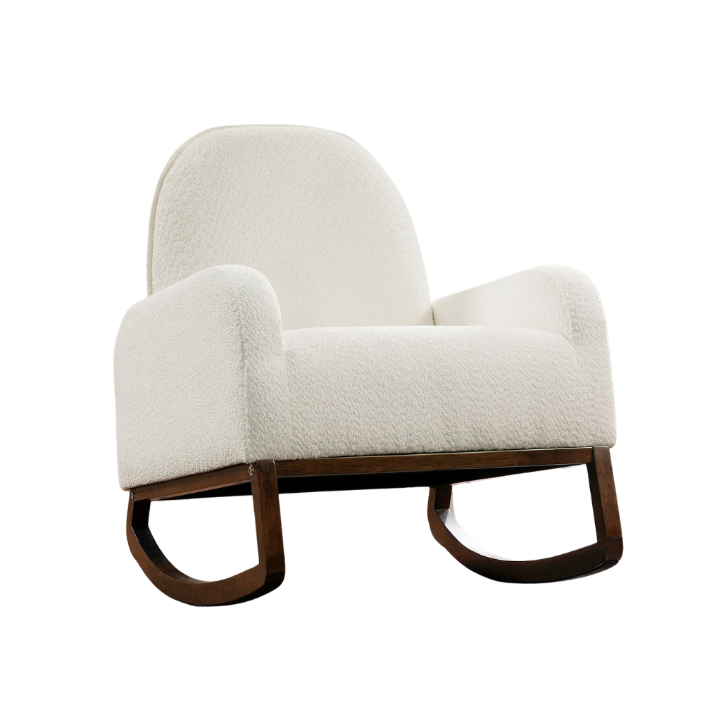 Modern Beige Boucle Rocking Chair